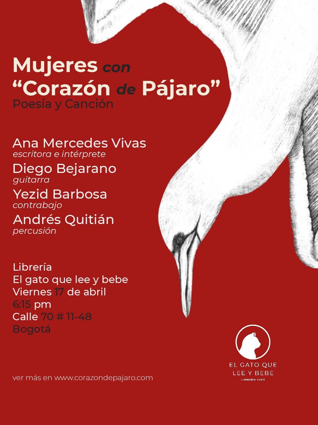 El Gato que Lee y Bebe- Mujeres con Coraz&oacute;n de P&aacute;jaro, Ana M. Vivas, Andres Quitian, Yesid Barboza y Diego Bejarano